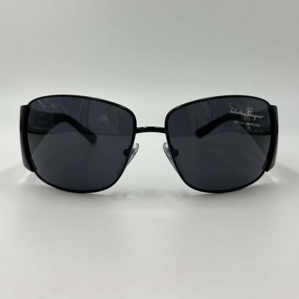 SALVATORE FERRAGAMO 1175-B 555/87 Black Swarovski Crystal Wrap Sunglasses